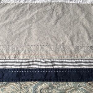 Pottery Barn Kids Gray and Navy Striped Crib Skirt